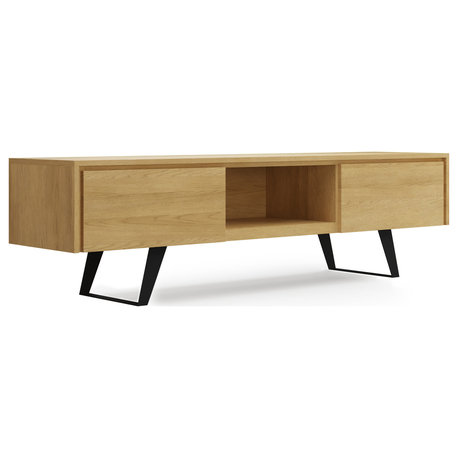 Lowry SOLID MANGO WOOD 72 inch TV Media Stand For TVs up to 80 inches, Oak