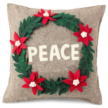 Peace Wreath Cushion Cover in Hand Felted Wool