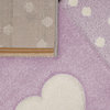 Kids Rug Checkered With Hearts and Crowns, Purple, 5'3"x7'7"