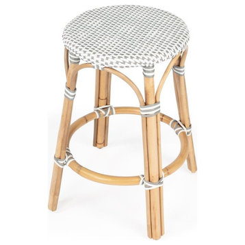 Beaumont Lane 24" Transitional Rattan Counter Stool in Gray/White/Natural