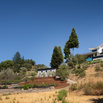 A little farm below a hillside resort-style off-the-grid view home