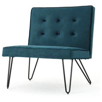 GDF Studio DuSoleil Velvet Modern Armless Chair, Teal