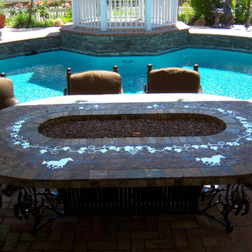 5' x 8' Horse and Wine Themed Table Group with Custom Fire Pit