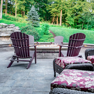 Hillside Luxury Landscaping with Linear gas Firepit
