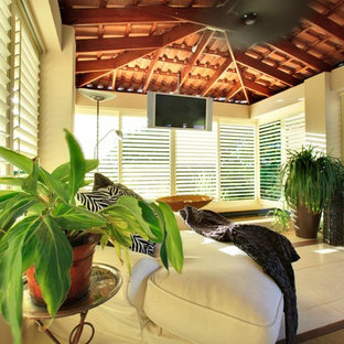 Idee per una veranda moderna di medie dimensioni con soffitto classico