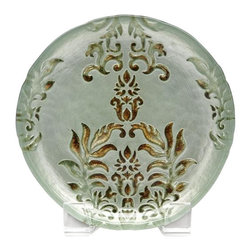belle & June - Damask Canape Plate Turquoise and Gold-Set of 4 - Salad And Dessert Plates