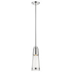 Z-LITE - Z-LITE 1922P-CH-LED 1 Light Pendant, Chrome - Z-LITE 1922P-CH-LED 1 Light Pendant,Chrome Brace yourself for the charismatic effect of this one-light pendant. Gorgeous chrome finish steel offers a stylish frame that hosts a conical seedy glass shade, sending a contemporary vibe with welcomed softness throughout a living space. Make lighting work as a primary d�cor element with the charming style of the Ethos collection. Stylishly reflective of a contemporary nautical theme, its conical clear glass shades serve as a recessed light source mounted to a linear steel  mount and shade trim in either chrome or brushed nickel finishes. This versatile collection enhances both modern and vintage-inspired motifs and features energy-saving, long life LED technology.Style: coastal; nautical; seaside; contemporaryFrame Finish: Chrome Collection: EthosShade Finish/Color: SeedyFrame Material: SteelShade Material: GlassActual Weight(lbs): 4.73Dimension(in): 4.6(W) x 14.7(H)Chain/Rod Length(in): 3x12" + 1x6" + 1x3" RodsCord/Wire Length(in): 110"Bulb: (1)10W LED-Integrated Base(Not Included),DimmableLED Source Lumen: 740LED Delivered Lumen: 660LED Color Temperature: 3000KLED Color Rendering Index (CRI):  CRI>90 UL Classification: CUL/cETLuUL Application: Dry