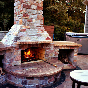 Pavilion and Outdoor Fireplace Retreat with Outdoor Shower