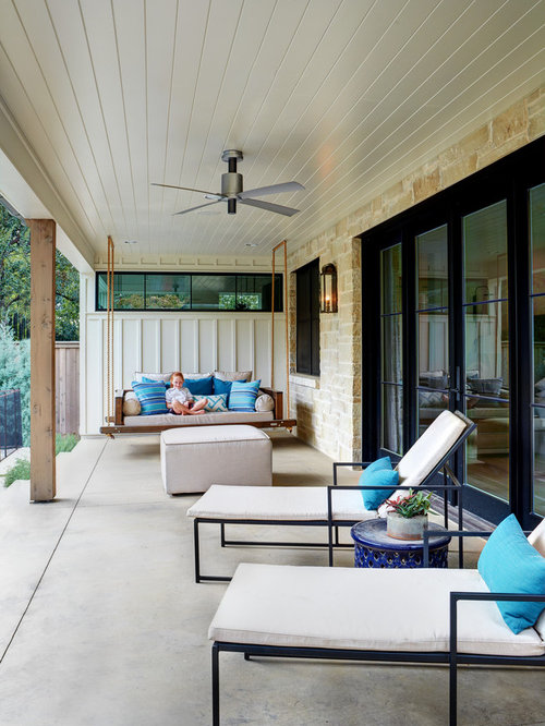 75 Veranda with Concrete Slabs Design Ideas & Remodeling Pictures That