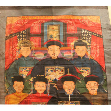 Chinese Hand-painted Canvas Color Ink Ancestors Painting Art Hcs5096