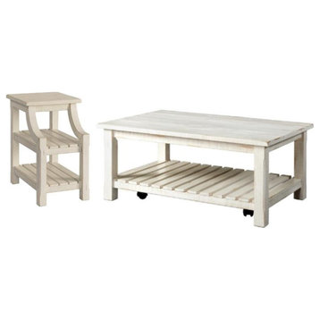 Home Square 2-Piece Set with Coffee Table & Chairside Table in Antique White