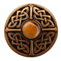Inviting Home Inc. - Celtic Knob, Antique-Style Copper With Tiger Eye - Cabinet And Drawer Knobs