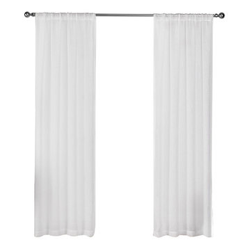 Belgian Jacquard Sheer Curtain With Rod Pocket, Set of 2, Winter White, 50"x96"
