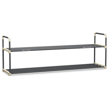 Shoe Rack with 2 Shelves-Two Tier Storage for 12 Pairs by Home-Complete