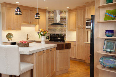 Example of a trendy kitchen design in New York