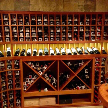 LED Lighting Over the Display Wine Racks Custom Wine Cellar Chicago