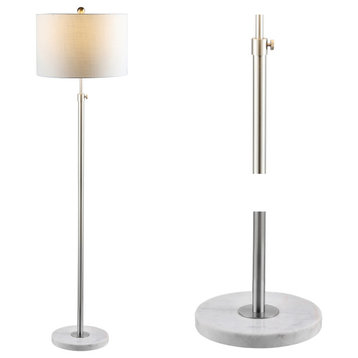 June Adjustable Metal/Marble LED Floor Lamp, Chrome