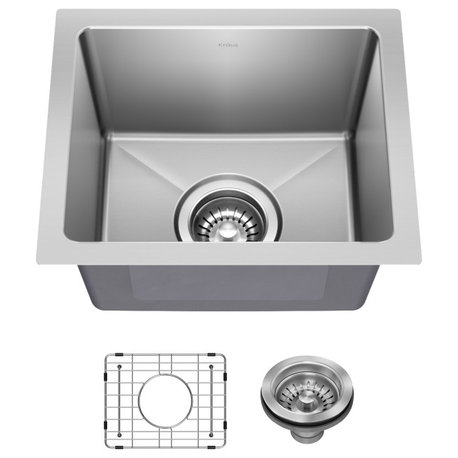KRAUS Fairlane 15" Undermount 1-Bowl 18 Gauge Stainless Steel Kitchen Sink