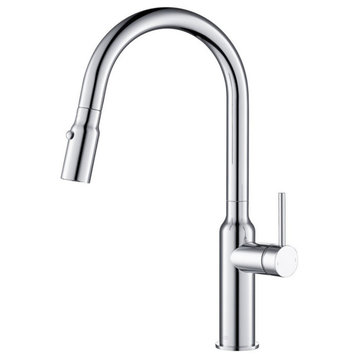 KIBI Hilo Single Handle Pull Down Kitchen Faucet, Chrome, W/O Soap Dispenser