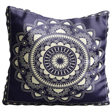 Boho Indian Mandala Purple Throw Pillow Case