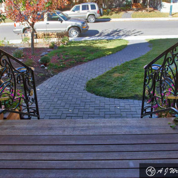 Forged ornamental wrought iron railing for residence