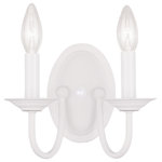 Livex Lighting - Williamsburgh Wall Sconce, White - This two light wall sconce from the Home Basics collection is an alluring reflection of traditional style. The elegant sweeping arms and white finish are beautiful details that unite for a breathtaking piece.