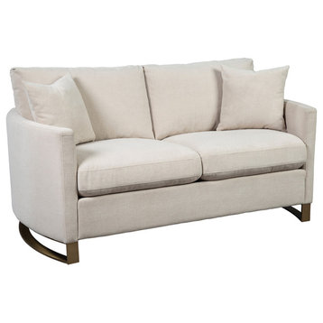 Upholstered Arched Arms Loveseat, Beige