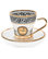 Greek Key 'Deborah' Espresso Coffee Set, 4 oz. Crystal Cup Saucer, Set of 6
