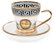 Greek Key 'Deborah' Espresso Coffee Set, 4 oz. Crystal Cup Saucer, Set of 6