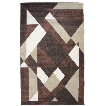 Natural Geo Jasmine Modern Geometric Abstract Chocolate/Brown Area Rug, 3'3"x4'1