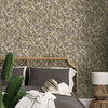 Feather Like Textured Abstract Non Woven Wallpaper, Chocolate Gold, Double Roll