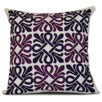 Purple Tiki Square, Geometric Print Pillow, 18"x18"