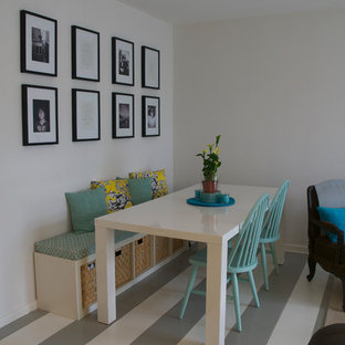 ナントの中サイズのトランジショナルスタイルのLDKの画像 (白い壁、セラミックタイルの床)