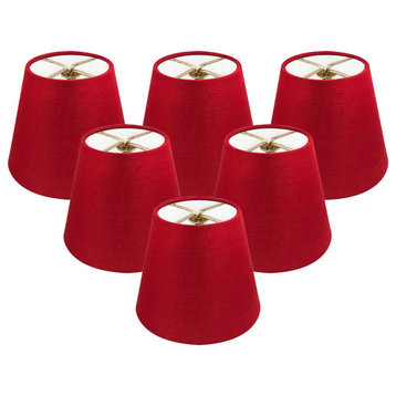 Royal Designs Clip On Chandelier Lamp Shade, Red, 6 Inch, Set of 6