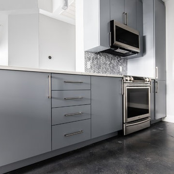Concrete Finish Hi-Rise Condo Kitchen