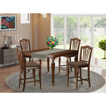 East West Furniture Chelsea 5-piece Wood Dining Set with Stools in Mahogany