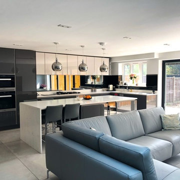 Slate Grey & White Quartz Worktop German Kitchen