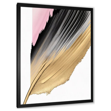 Minimalism Pink And Gold Cubic Fusion II Framed Print, 24x32, Black