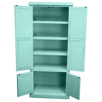 Rustic Kitchen Pantry Cabinet, Aqua Fiesta