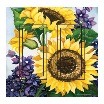 Sunflower Double Rocker Peel and Stick Switch Plate Cover: 2 Units