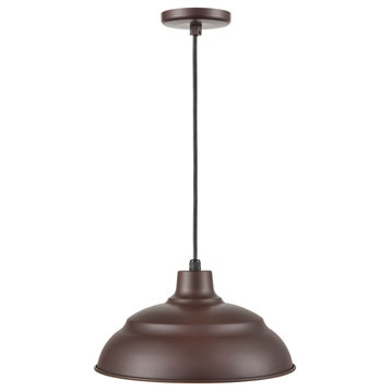 R Series Collection 1 Light 14 in. Architect Bronze RLM Warehouse/Cord Hung