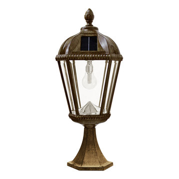 Royal Solar Light, With GS Solar LED Light Bulb, Pier Mount, Weathered Bronze