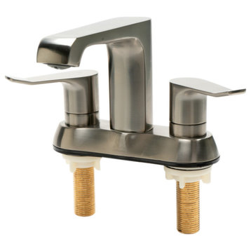 Brushed Nickel Two-Handle 4'' Centerset Bathroom Faucet, Brushed Nickel