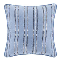 JLA - JLA Echo Kamala Cotton Square Pillow, Blue, 16x16" - Decorative Pillows