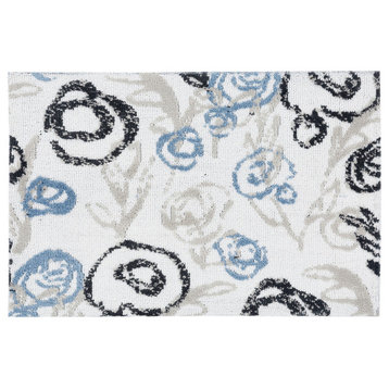 Simple Spaces Casual Nature Blue Foliage Accent Rug 21" X 33"