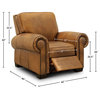 Valencia 100% Top Grain Hand Antiqued Leather Traditional Recliner, Tan