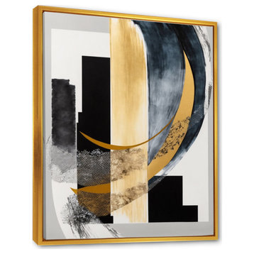 Glam Art Deco Abstract I Framed Canvas, 16x32, Gold