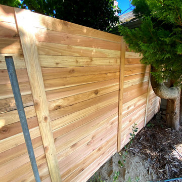 Framed horizontal cedar privacy fence