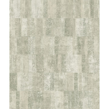 Scratched Textured Blocks Geometric Textured Double Roll Wallpaper, Green, Sample