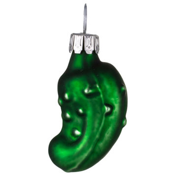 Glass Christmas Mini Pickle Ornament (dark green matte)